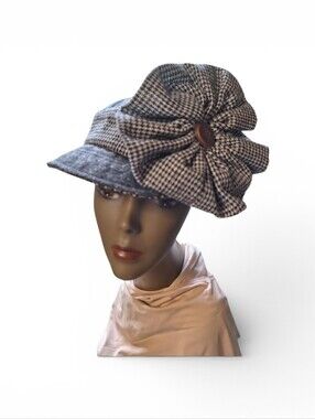 San Diego Hat Co Stylish Checked Flower Accent Newsboy Cap Beanie Ladies O/S